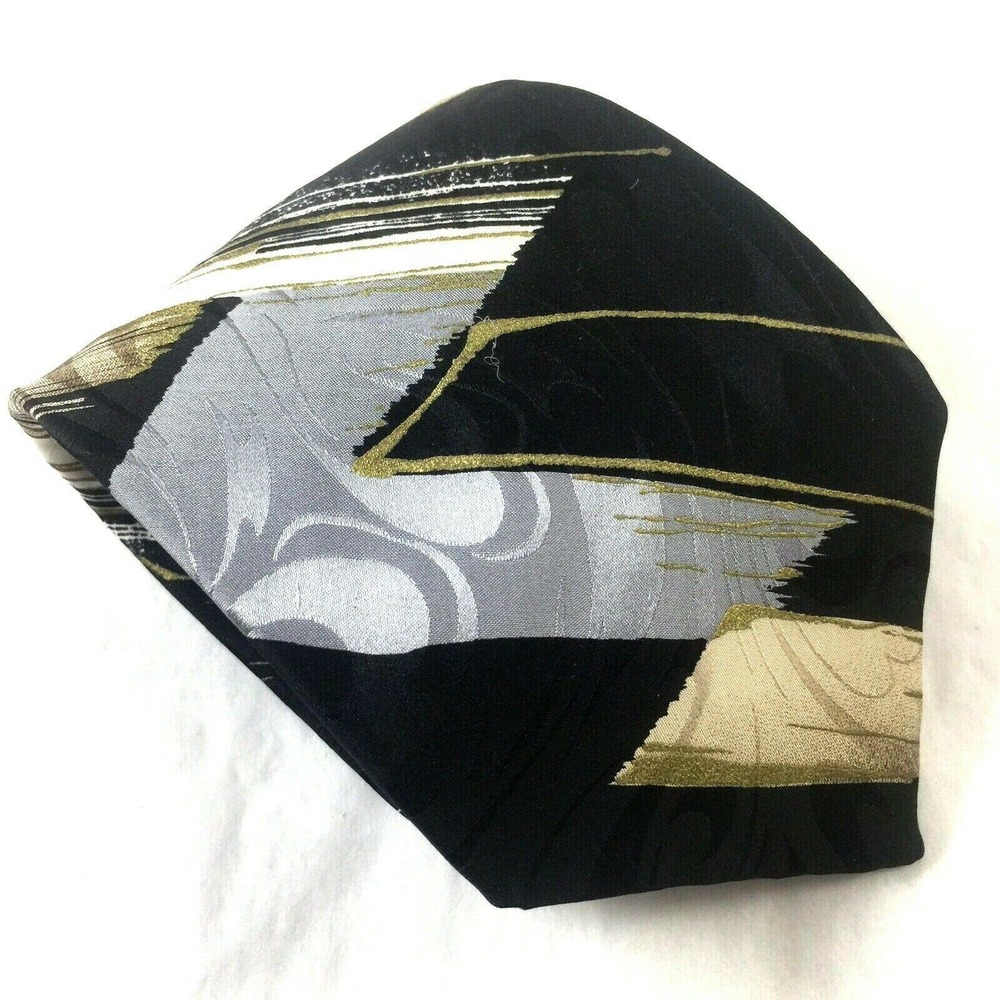 Givenchy Monsieur Black Gray Beige Stripe Necktie